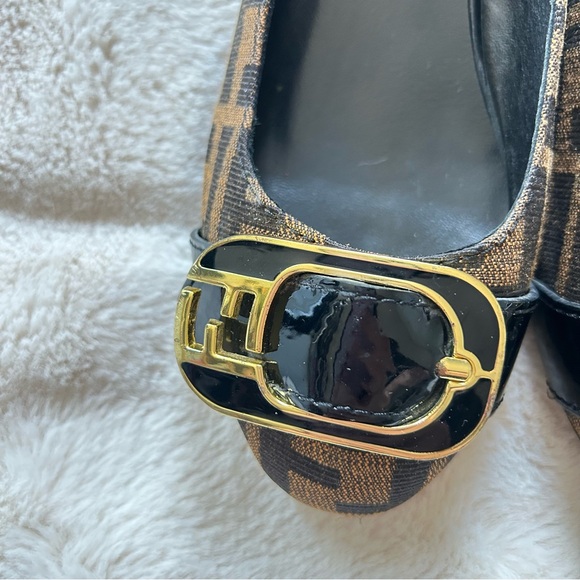 Fendi Zucca Print Buckle Heeled Ballet Flats Size 36 - Picture 11 of 12
